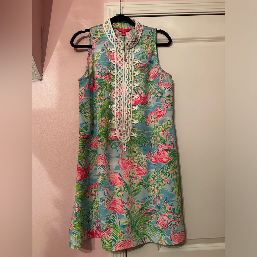 Lilly Pulitzer Jane Shift Dress in Floridita🦩Flamingo Print🦩Size 12 EUC Comfy